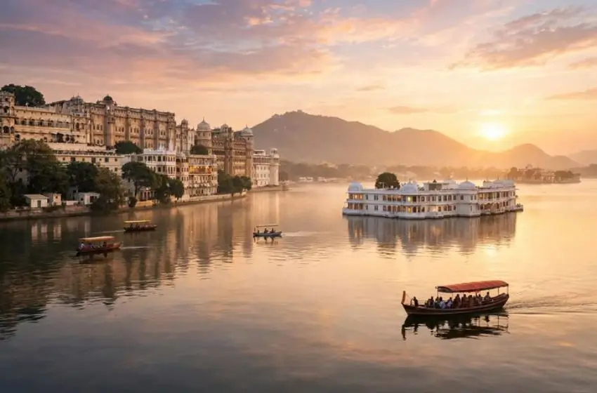 Pichola in a rowed boat